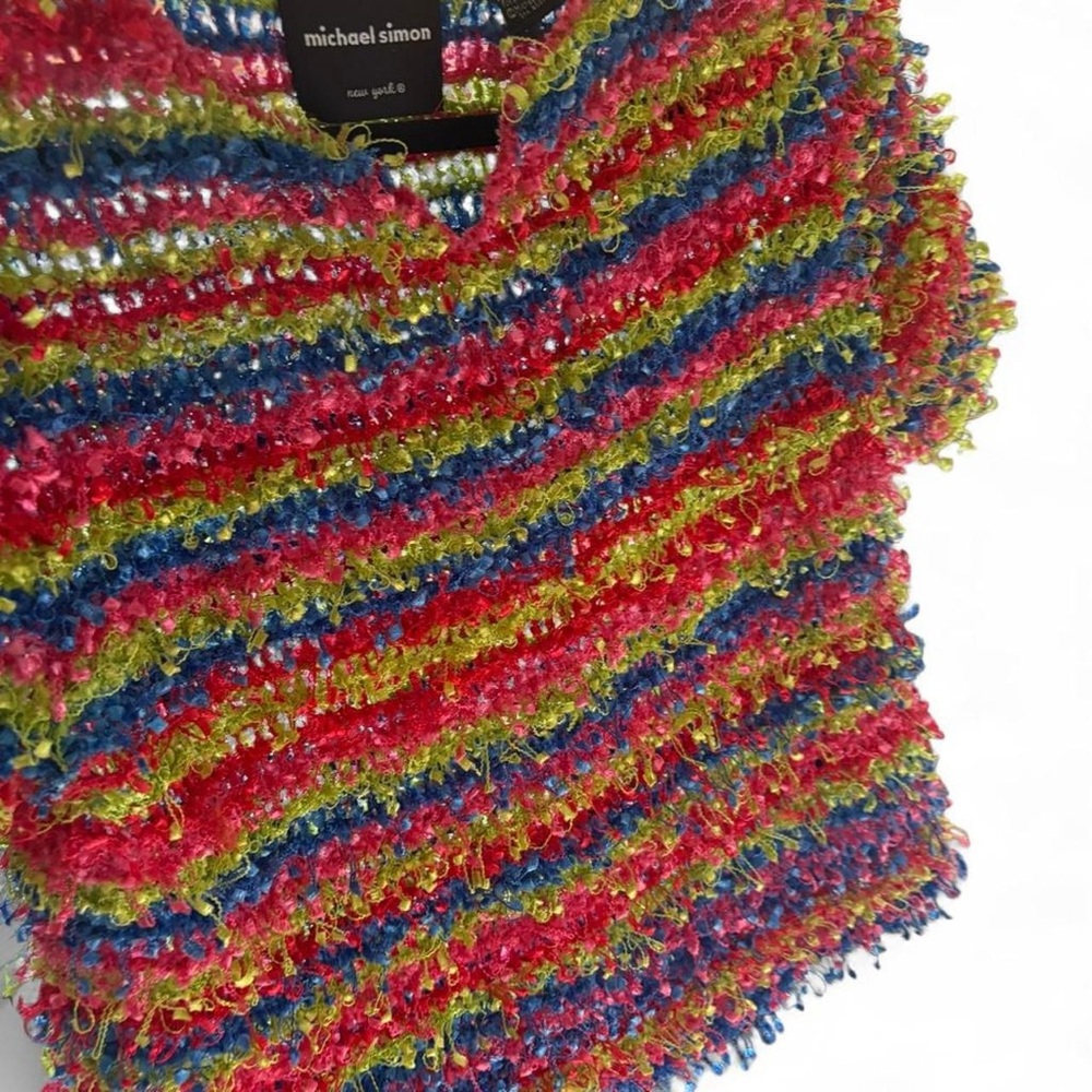 Rare Vintage Michael Simon Confetti Knit short sleeve Top | Size L rainbow knit - Picture 11 of 12